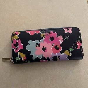 Kate Spade Black and Pink Floral Wallet